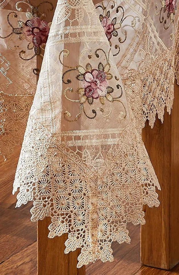 Juego de 2 manteles individuales de encaje dorado WARM HOME DESIGNS. 18 x 13 (Rectangular), Lino  Foto 2 de 2