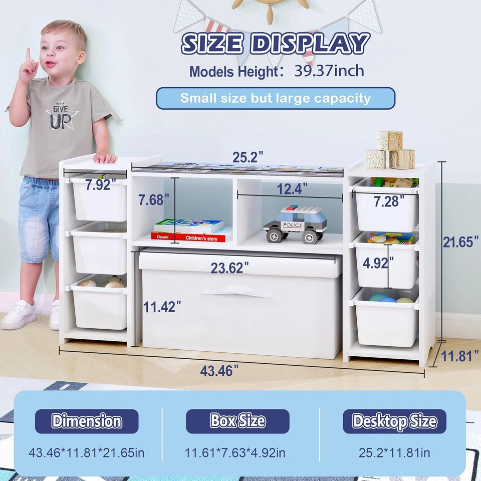Estante organizador de almacenamiento de juguetes para niños - 100 % madera maciza, gabinete de almacenamiento para niños con Foto 2 de 4