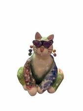 Annaco Creations Amy Lacombe Whimsi Clay Figurine 2001 Multi-Colored Cat