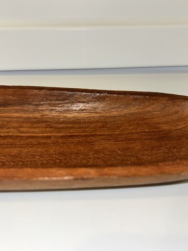 Long Vintage Wooden Danish Bowl Or Trinket Tray - Picture 17 of 18