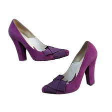 Vintage Y2K ALESSANDRO DELL ACQUA Suede Chunky Heel Pumps Sz 7 Made In Italy