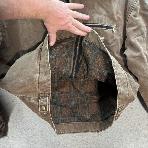 Vintage Carhartt Detroit Jacket Mens Brown XL Blanket Lined Workwear Chore 90s - Picture 9 of 14