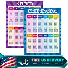 Large Math Poster Set Multiplication Division Charts Classroom Educational Wa...