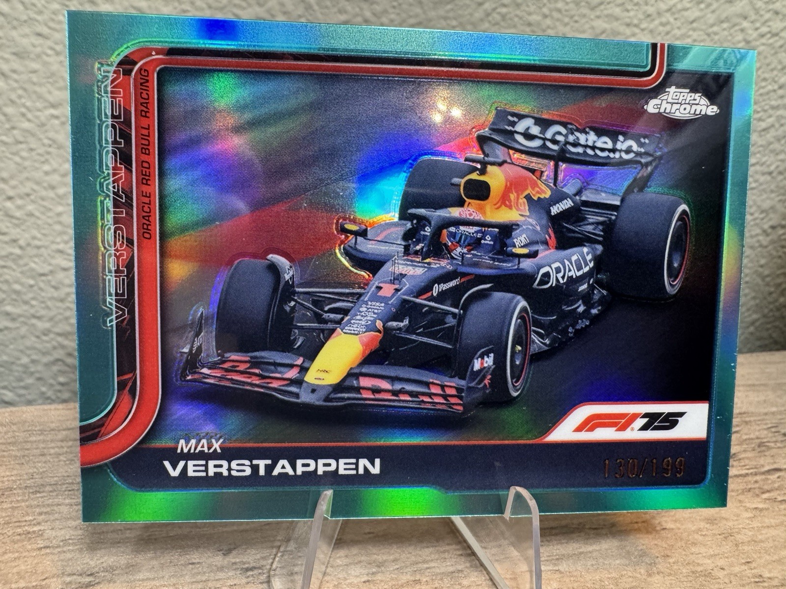 2025 Topps Chrome F1 Max Verstappen Aqua Refractor /199 #73 Oracle Red Bull 🔥 view 1