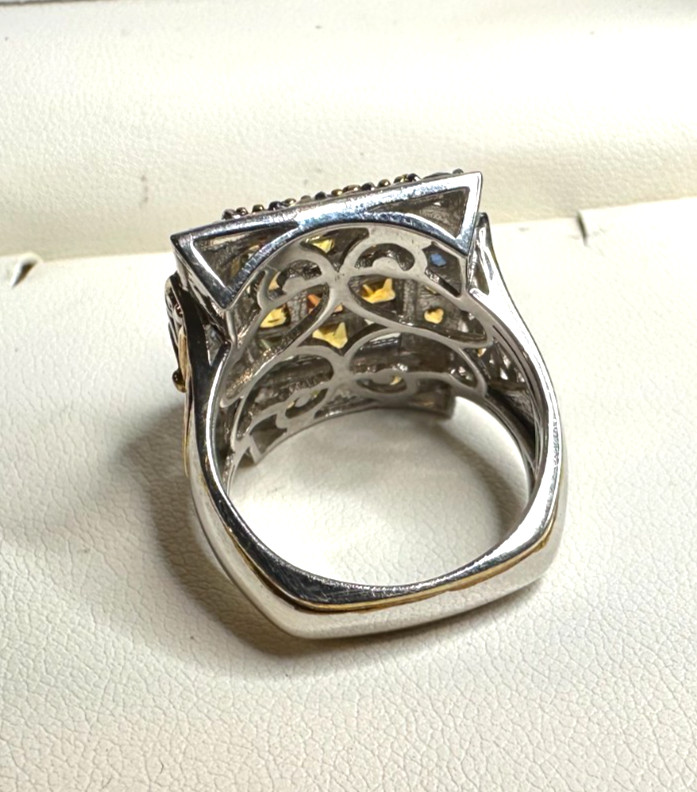 Large Sterling Silver 925 Statement Ring multicol… - image 5