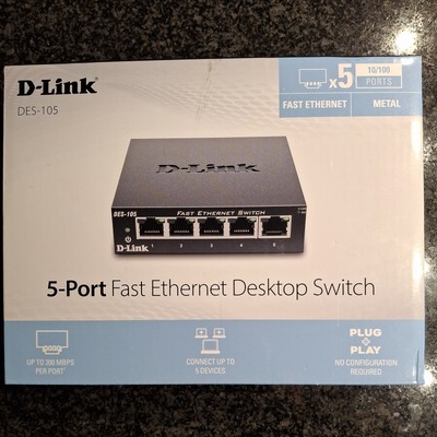 D-Link DES-105, Switch, schwarz NEU/OVP Fast Ethernet