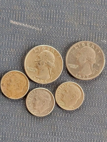 $0.55 Face 90% Silver Coins + 1977 Clad Proof Quarter