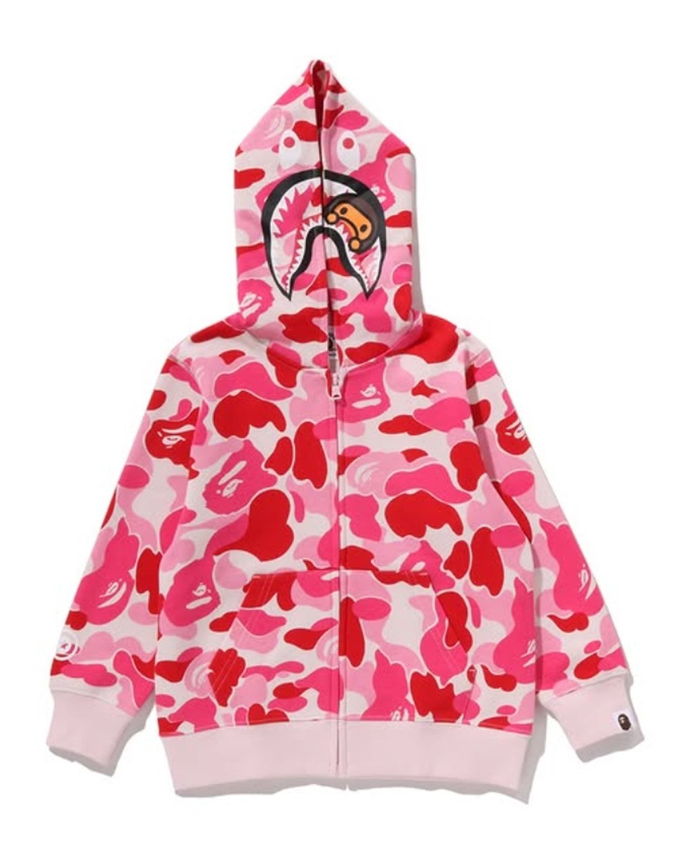 A BATHNIG APE BAPE KIDS ABC CAMO MILO SHARK ZIP HOODIE 2M30315007