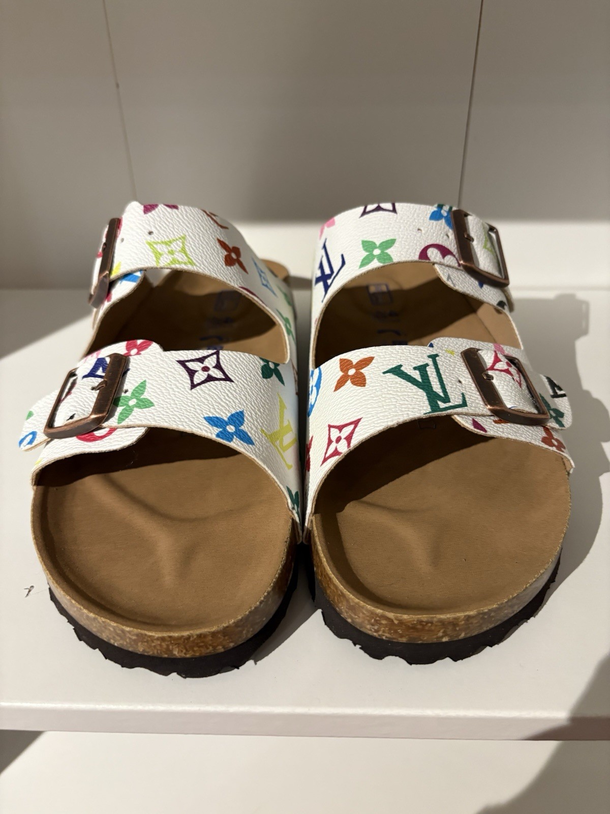 Louis Vuitton x Birkenstock Women's White Multicolor  Leather Sandals