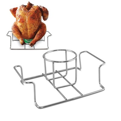 Chicken Turkey Roaster for BBQ BEER CAN Grill Oven Rack Stand Holder Tray