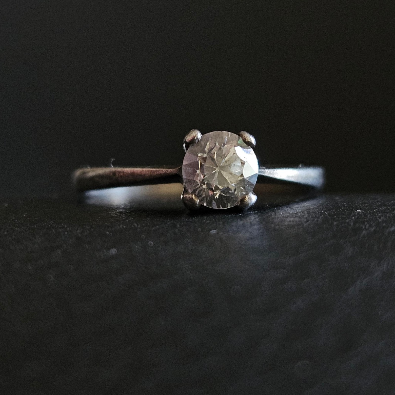 Solid Silver White Crystal Set 4 Claw Solitaire R… - image 1