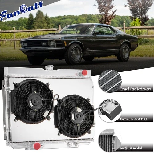 3 Row Radiator+Shroud Fan For 67-70 Ford Mustang Fairlane Ranchero/Mercury V8