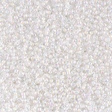 Miyuki Seed Beads 15/0 White Lined Crystal AB 15-284 8.2g, Round Glass Rocaille