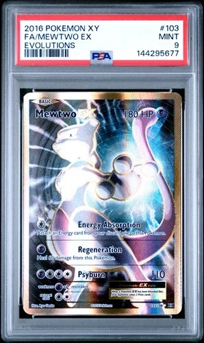 Pokemon Mewtwo EX 103/108 - PSA 9 MINT - XY Evolutions Full Art FA Holo Gold