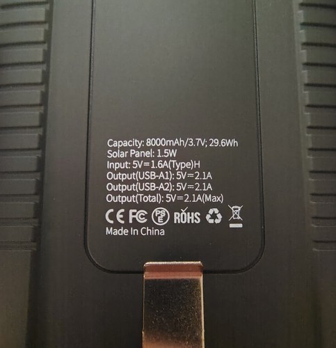 NEW 4Patriots Patriot Power Cell Solar Charger 8000mAh Power Bank w/ Flashlight - Picture 4 of 6