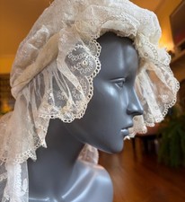 ANTIQUE VINTAGE c. 1920 PRINCESS LACE & VELVET HEIRLOOM BRIDAL WEDDING VEIL