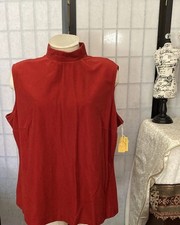 Fire Islander Woman VTG 70s NWT Rust Microf Mock Neck Blouse Sz 40/Approx XL