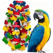 Parrot Toys for Large Birds, Multicolored Woodens Bird Chewing Toy Parrot Block