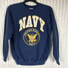 Vintage 80s United States Navy Hanes Blue Crewneck Men  s Sweatshirt XL Fit L