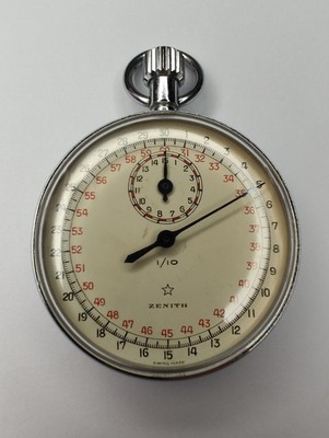 Zenith Vintage Mechanical Stopwatch 1/10 Sec Swiss Made NOS Store Display 51mm