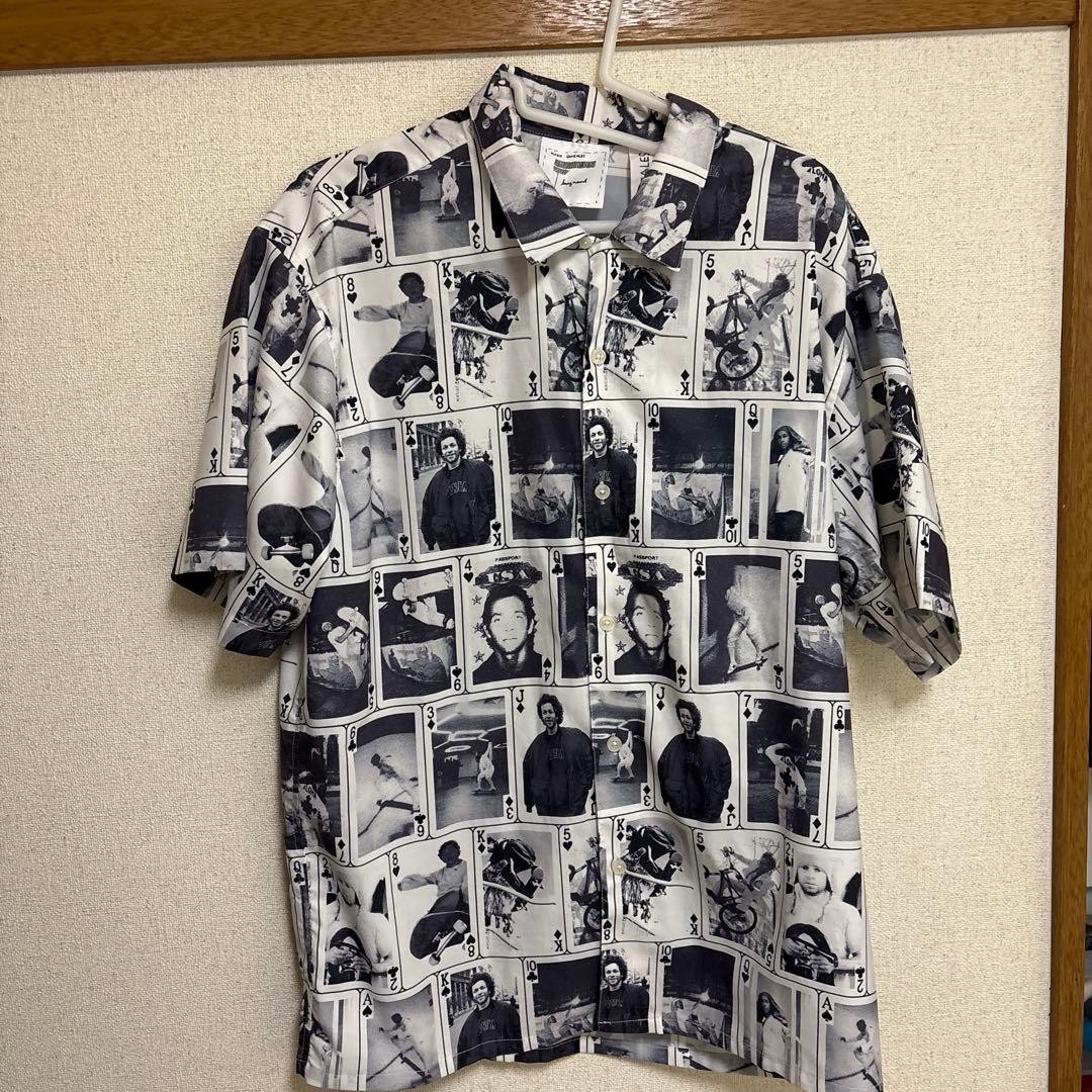 Mark Gonzales Trump Card Print Short Sleeve Shirt M White/Black