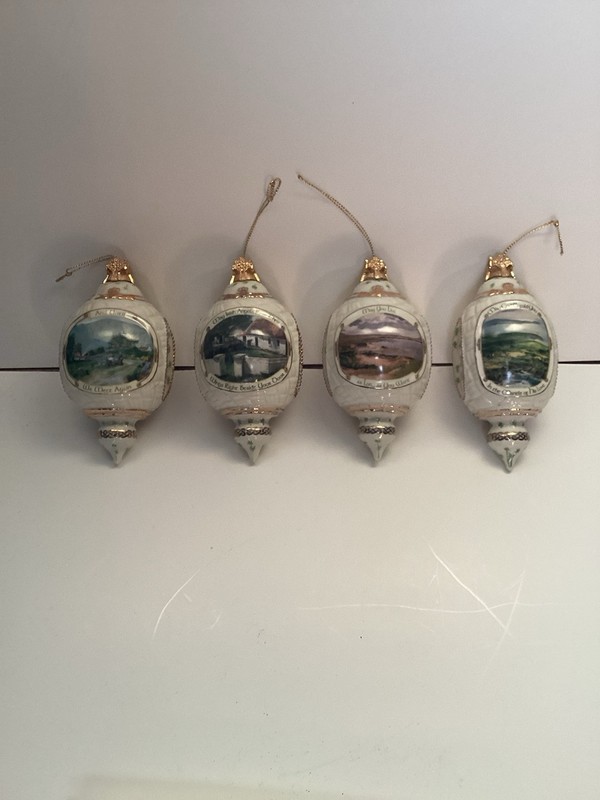 Bradford Editions 4 Vintage Ornaments 1999/2000 Porcelain 'Irish Blessings'