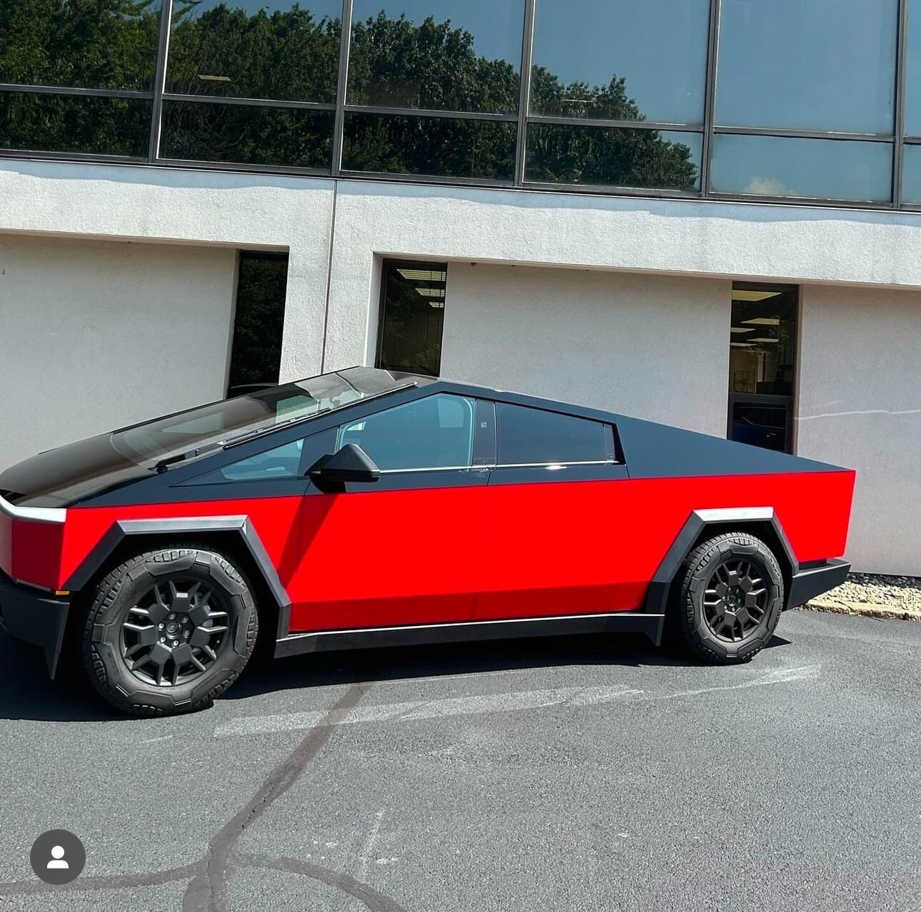 CYBERTRUCK Two Tone DIY PET Vinyl Color Change Wrap Gloss Black / Ferrari Red