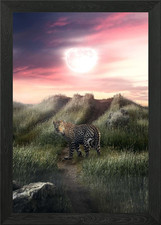 Il leopardo sulla collina poster arte da parete incorniciato quadro stampa su tela