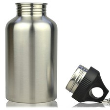 2L Stainless Steel Water Bottle Drink Sports Gym Metal Single Wall UK