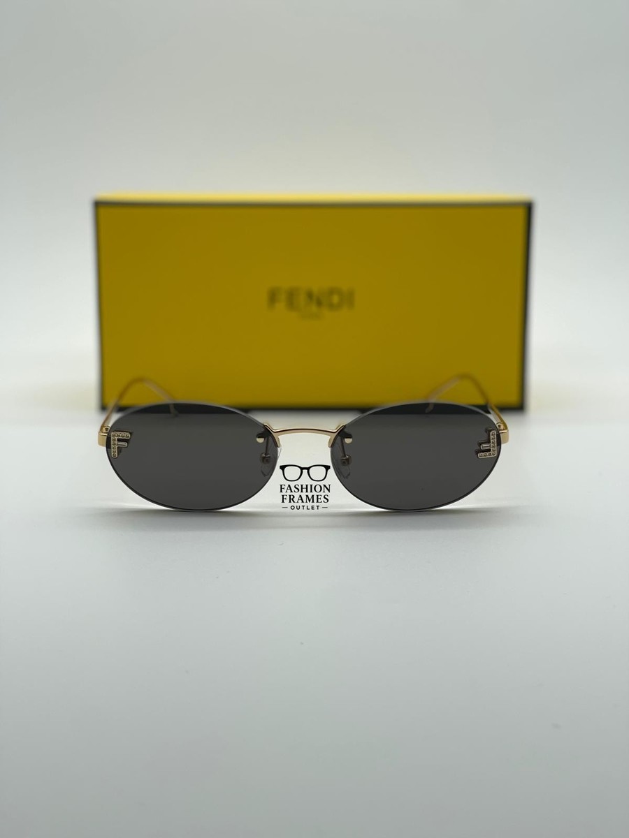 Fendi Gold Frame Gray Lens Women\'s Shield Sunglasses Fendi Light Grey/Gold FF046/S Fabulous Shield Sunglasses  main image 3