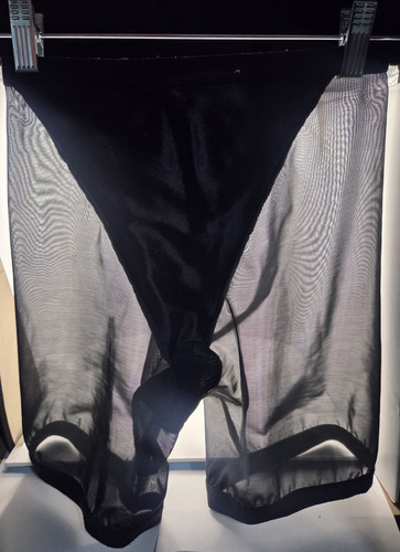 VTG Maidenform 82510 Shorts Satin Girdle Shaper Shapewear Long Leg Black Sheer
