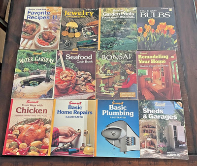Vintage Sunset Books Lot of 12 Gardening DIY Home Repair Cookbooks Bonsai