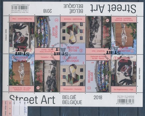 XE63146 Belgium 2018 FDC cancel graffiti street art XXL sheet used