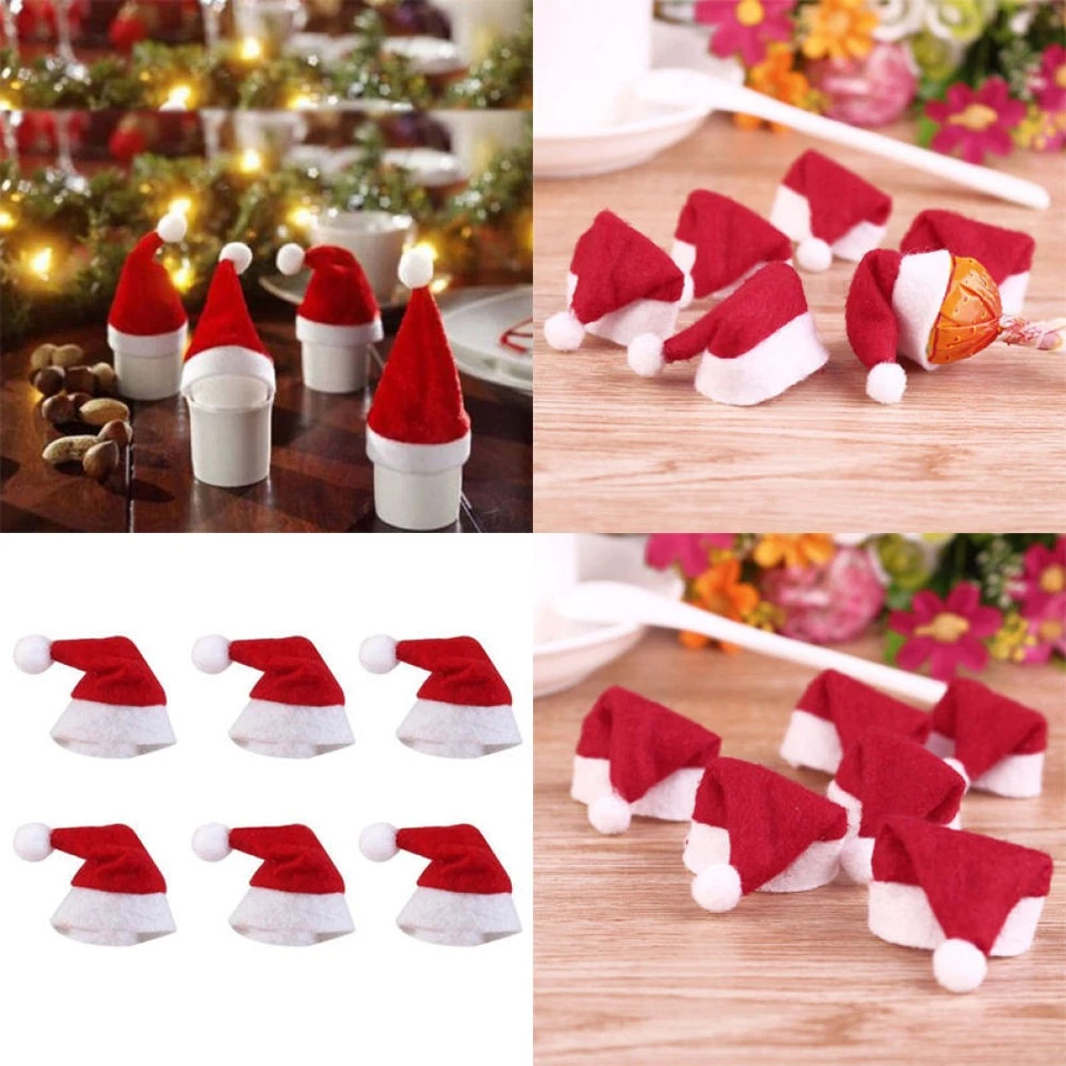 10Pcs Christmas Ornaments Red Reusable Santa Hat Pendant for Tree Decoration - Image 3 of 4