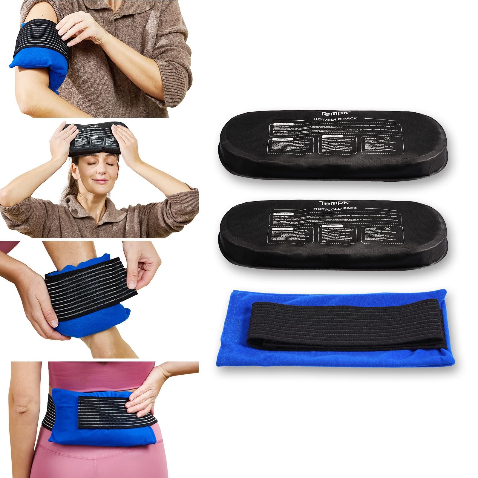 Reusable Hot and Cold Therapy Gel Packs for Injuries 3+ Hours Long Lasting Relief