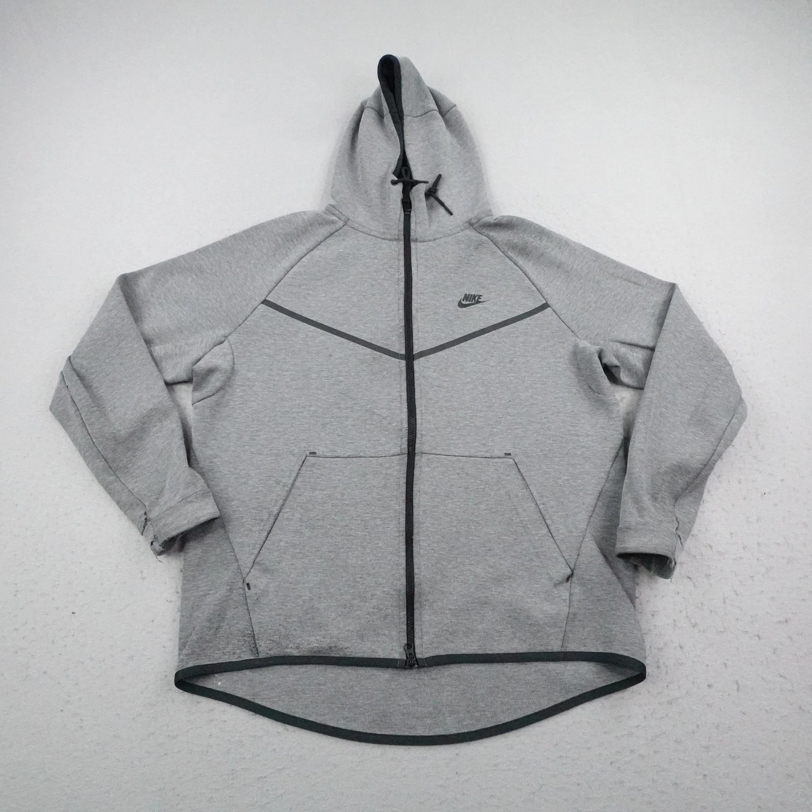 Nike Hoodie Mens XL Gray Sportswear Tech Fleece Windrunner Full Zip Sweatshirt