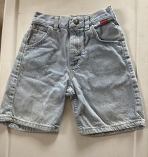 Vintage 90 s Wrangler Boys Light Blue Jean Shorts Size 6 With Half Elastic Waist