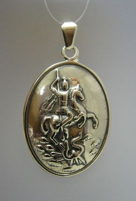 Genuine Sterling Silver Pendant Saint George Solid Hallmarked 925 Handmade