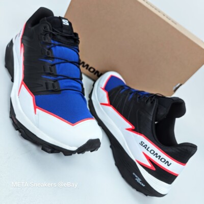 Salomon US 10 Men's Black White Blue Trail Running Speed Lace  Thundercross  New