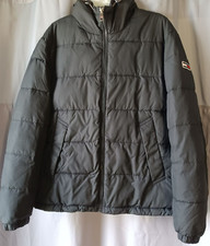 Women's Tommy Hilfiger JEANS Logo Modern Puffer Hooded Jacket Black Size Medium