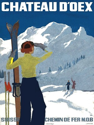Decoration Poster.Home interior design print.Wall art.Chateau Doex.Ski.7167