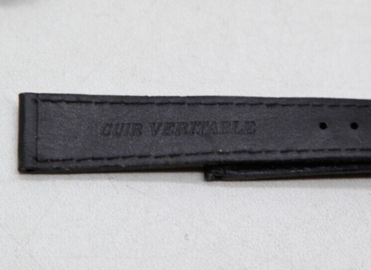 Bracelet De Montre En Cuir Véritable Noir – Largeur 16 Mm, Boucle Dorée, Neuf Sans étiquette