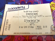 SCREECHING WEASEL - LONDON, FORUM 02/04/2016 Used Gig Ticket PUNK