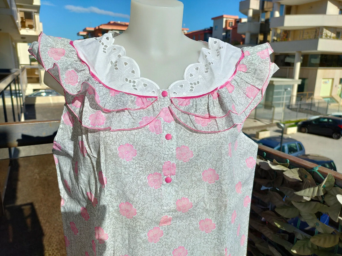 CAMICIA DA NOTTE BIANCA E ROSA NUOVA SENZA CARTELLINO MARCA DABO TG 48