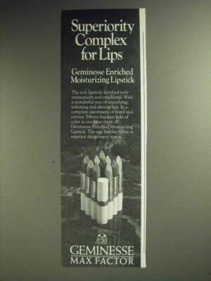 1972 Max Factor Geminesse Lipstick Ad - Superiority