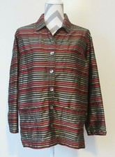 100 Silk Chicos Design 2782 Jacket Multicolor Stripe Button Up Pockets sz 1 L 