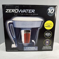 ZeroWater ZP-010, 10 Cup Water Filter Pitcher with Water Quality Meter New