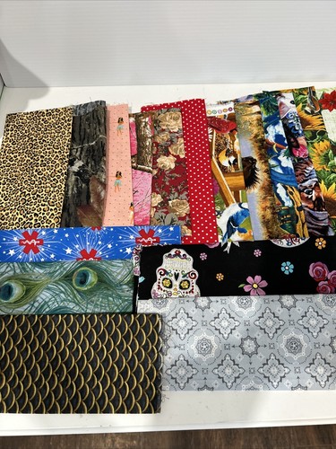 Fabric Lot 19 Pieces Quilting Crafts Sewing Art Project Cotton Prints - Picture 3 of 9