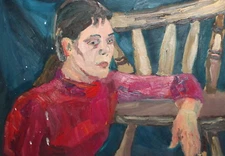 Vintage Oil painting woman portrait