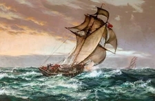 Dawn Suspect HMS Kite Painting by Montague Dawson Reproduction